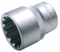 Steckschlüssel-Einsatz Gear Lock Antrieb Innenvierkant 12,5 mm (1/2 ) SW 9 mm
